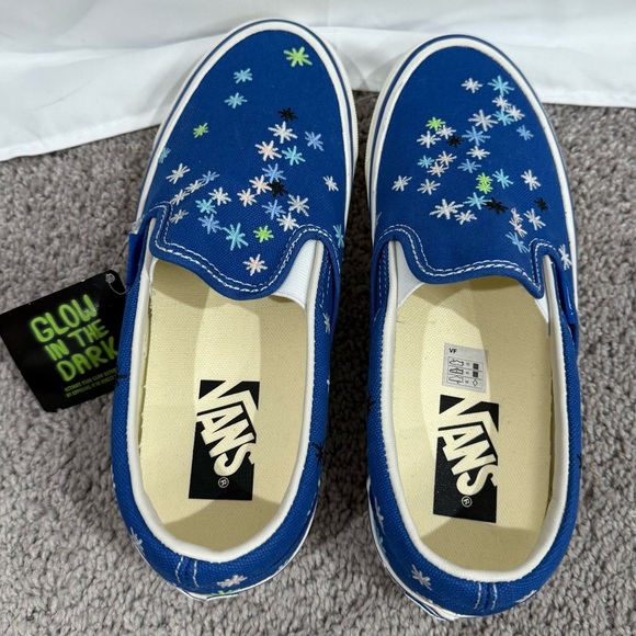 NEW Vans Blue KiraKira Slip On Glow in Dark, AOI Better Gift Shop Collab M6 W7.5 - Picture 6 of 12